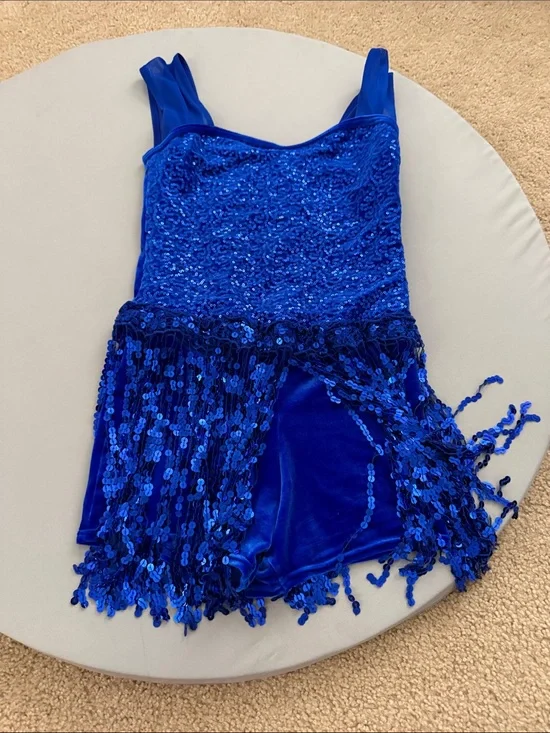Source Unknown Royal Blue Sequin Fringe Dance Costume
