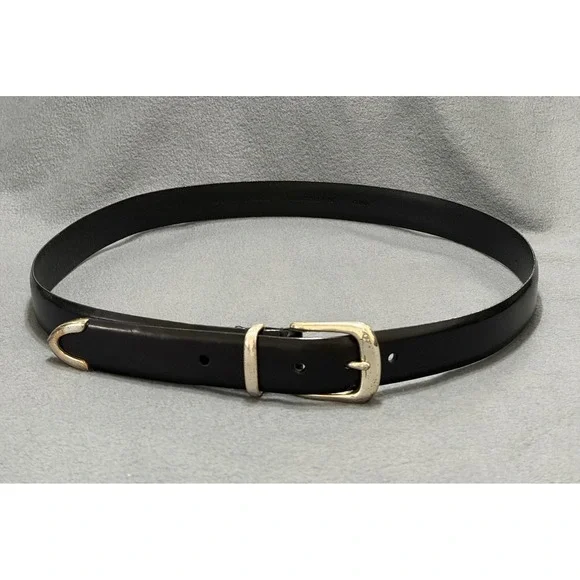 Fossil Mens Black sz 38 Genuine Leather Belt Silver Buckle Metal Tip Western