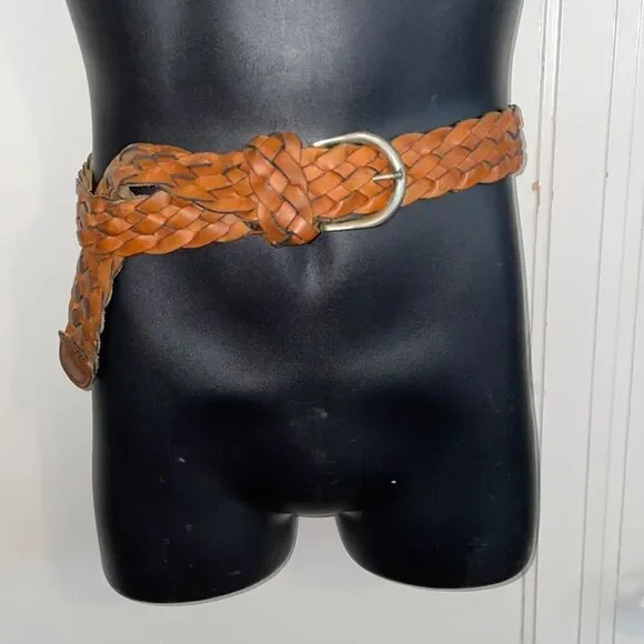 ‎Vintage brown woven leather belt