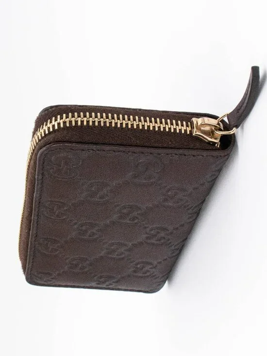 Gucci Guccissima Zip Card Case Dark Brown