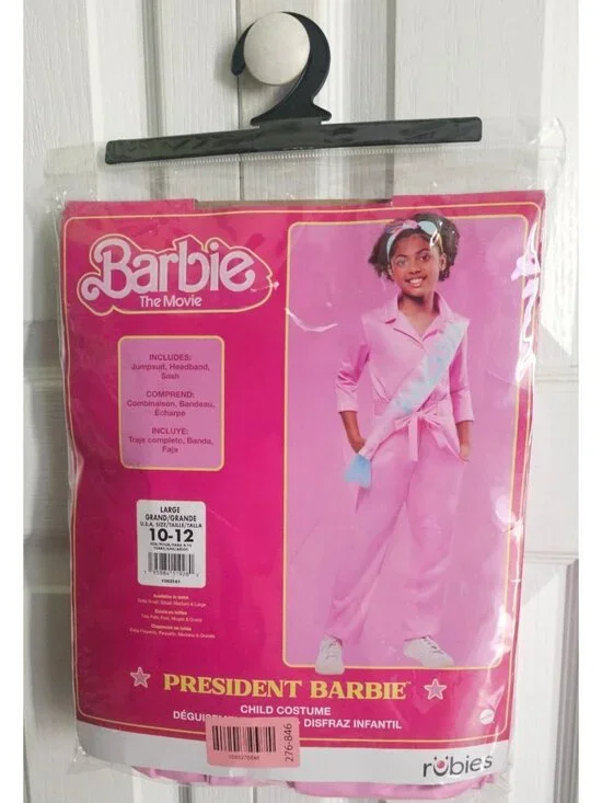 Iconic President Barbie Costume Girls The Movie Pink Sash Cosplay Halloween NEW