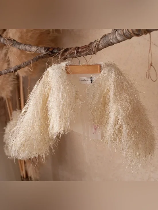 ivory Feathered Shrug - Kids Costume Jacket