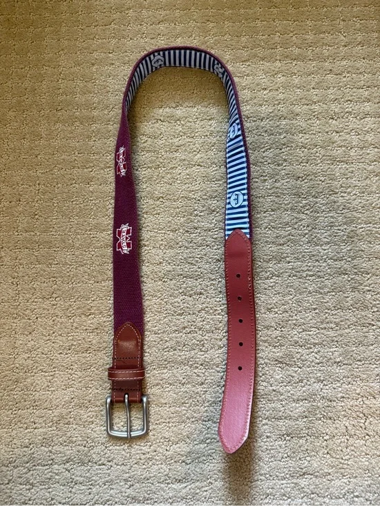 Men's Peter Millar Mississippi State Maroon needlepoint Belt