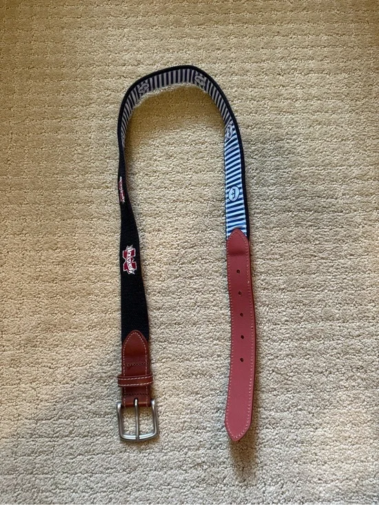 Peter Millar Mississippi State Black Needlepoint Belt size 30