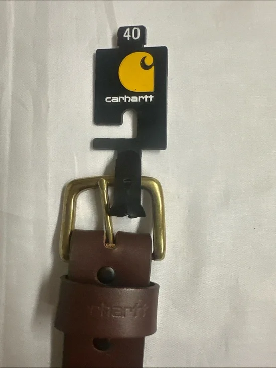Carhartt Dark Brown Genuine Leather Belt with Brass Finish