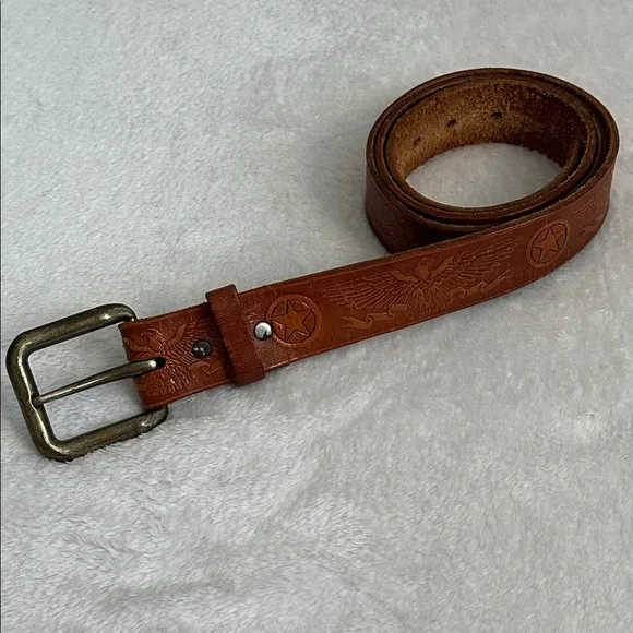 Men’s Distressed Leather Bald Eagle‎ Patriotic Cowboy Rodeo Western Belt XL 49”