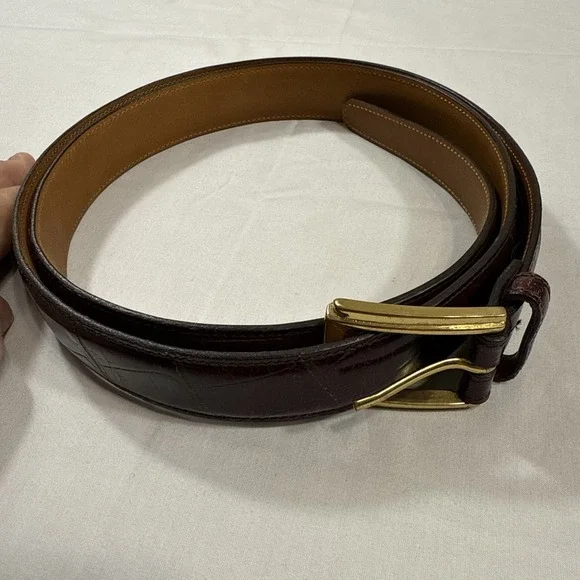 BELTS MENS 44 Trafalgar Brown‎ Cortina Leather Alligator Style Made in USA