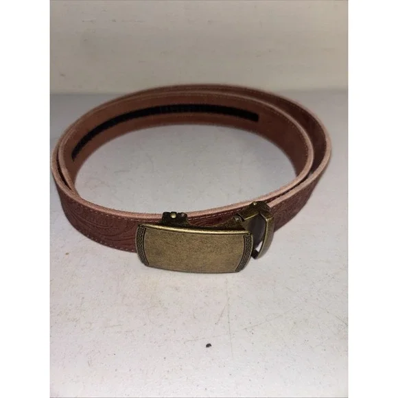 Chaoren Ratchet Cowboy Western Belt Brass Buckle Sz‎ 38 Flower Design Brown