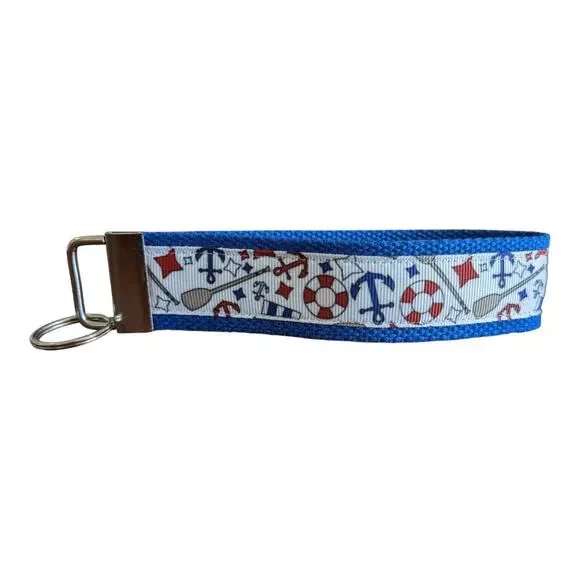 Nautical Sailing Keychain Wristlet Handmade‎ Key FOB Anchors Oars Row Boat Ocean