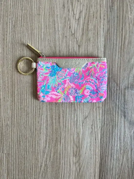 Lilly Pulitzer, Pink Tropical Print ID Keychain Wallet Case, College Lanyard