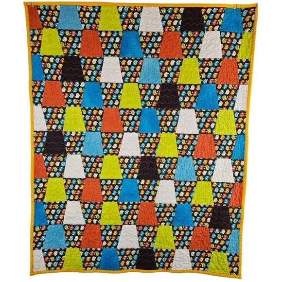 Owl handmade baby quilt colorful forest nursery blanket‎