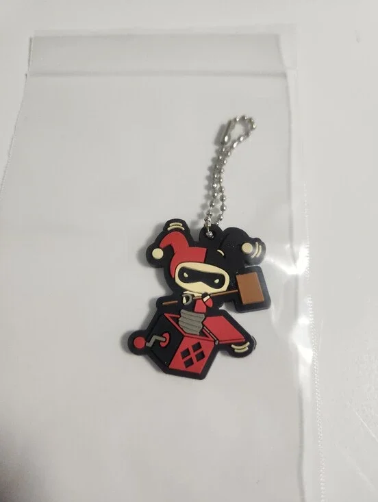 Red and Black Harley Quinn Jack In The Box Keychain DC Comics