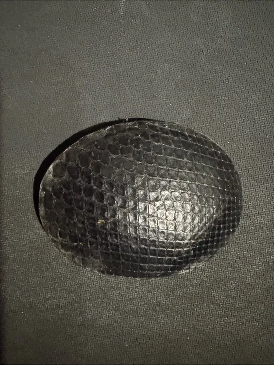 vintage oval black snakeskin leather belt buckle