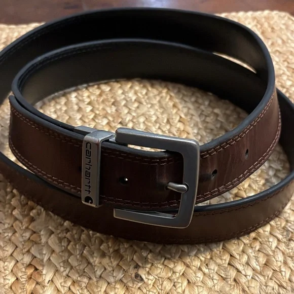 Carhartt Men's Dark Brown/ Black Reversible Leather Belt
