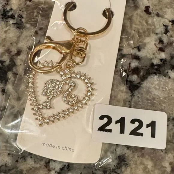 2121‎ Rhinestone Heart Key Ring, Bag Charm