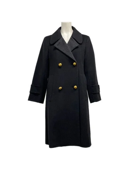 Louis Vuitton Coat 34 S Black Long Sleeve Winter Wool Angora
