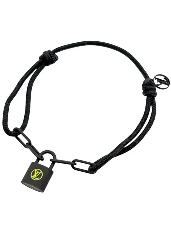 Louis Vuitton Silver Lockit Virgil Abloh Bracelet Titanium Polyester Black
