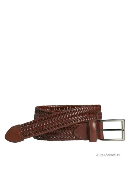 Men's Stretch Leather Braided Belt - 1 3/8