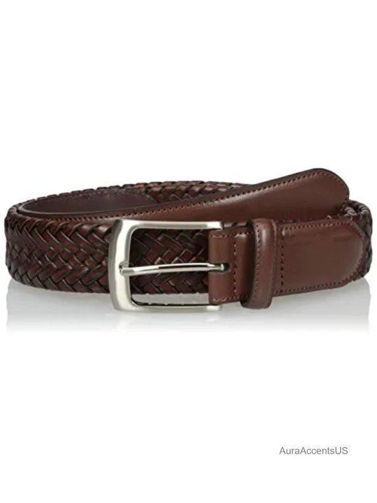 Men's Leather Stretch Braid Belt Golf Accessory Nickel Buckle