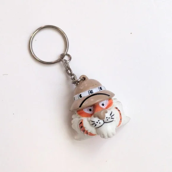 Vtg 90s Exxon Gas Tiger Keychain Orange Safari Retro Novelty Fob