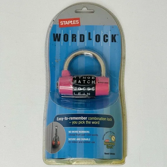 Staples‎ WordLock Pink Easy-To-Remember Combination Lock #59690