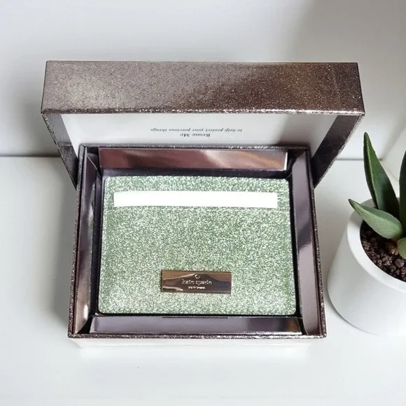 Kate Spade Kenzie‎ Glitter Mixed MaterialsBoxed Small Slim Card Holder NWT NIB
