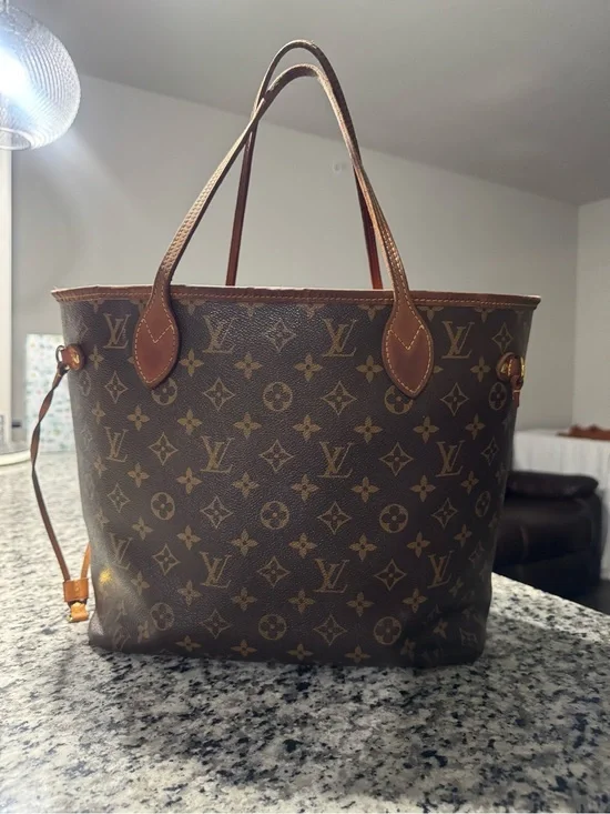Louis Vuitton Monogram Canvas Tote in Brown and Tan Leather Trim