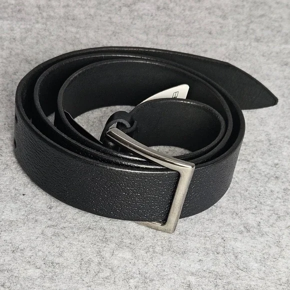 Tasma Deri Mens Black Leather Double Prong Buckle Belt A673 53 Inch