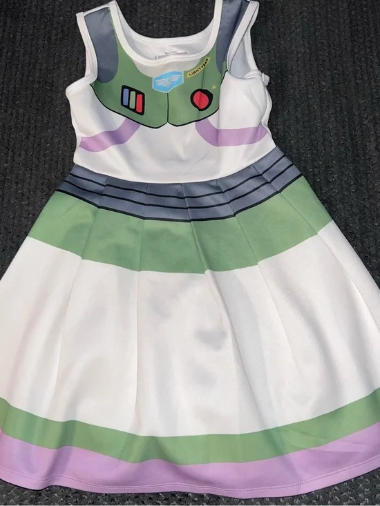Disney Buzz Lightyear Girls Costume Dress White Green Purple