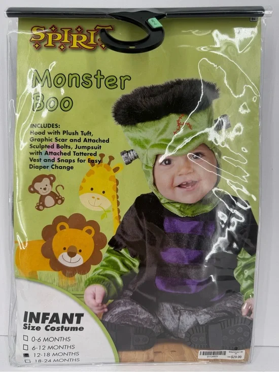 SPIRIT MONSTER BOO FRANKENSTEIN BABY INFANT COSTUME 12-18 MONTHS HALLOWEEN