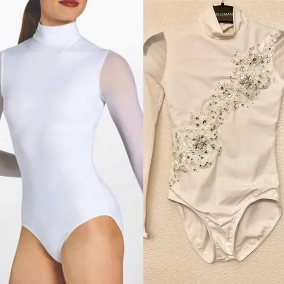 WEISSMAN Dance Costume Crystal rhinestone, custom Long Sleeve Leotard MT12523