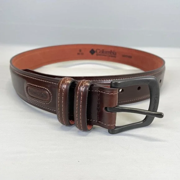 Columbia Belt Mens Size S 30-32 Brown Leather Casual Buckle Dress