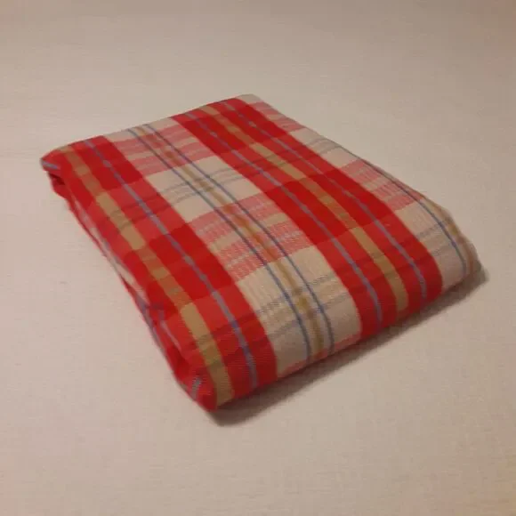 Vintage Sears Tough Cord Bed Spread Coverlet Plaid Timeless Retro King NOTE