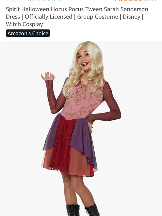 Tween Sarah Sanderson Hocus Pocus Costume Dress - Pink, Purple, Red