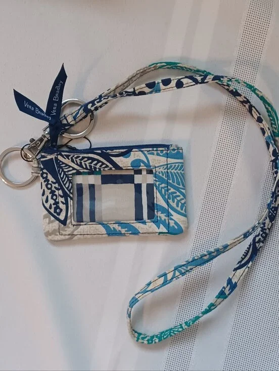 EUC Vera Bradley Zip ID Case/wallet & Lanyard Set - Retired Santiago Pattern