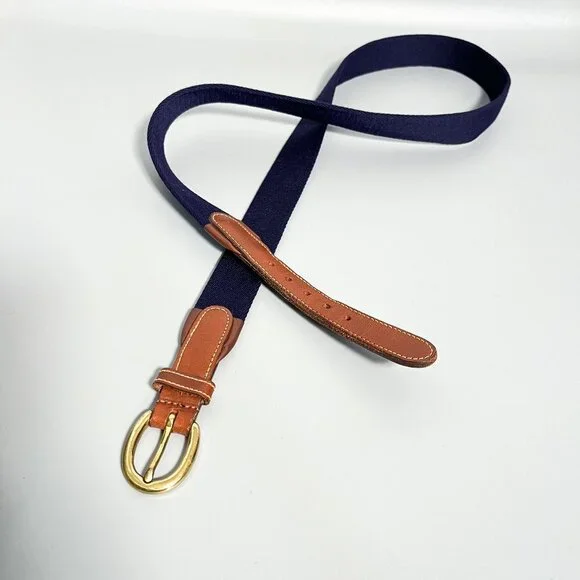 Vintage Leather Tab Stripe Webbed Belt USA - MENS 44