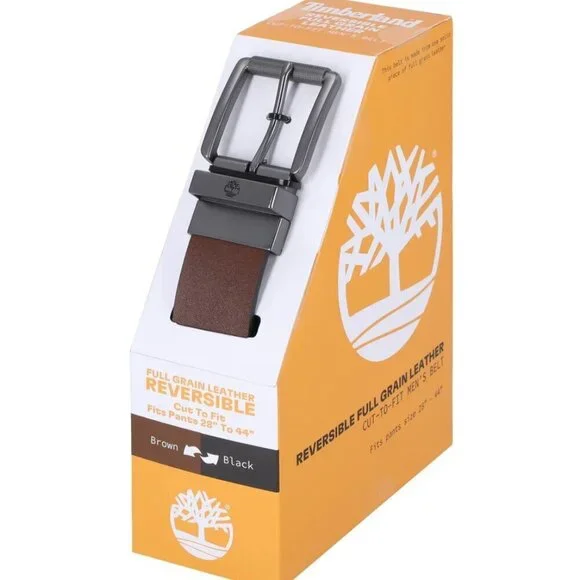 Timberland Men's Reversible Leather Belt - Cut-to-fit sizing up to 44 (in) pant