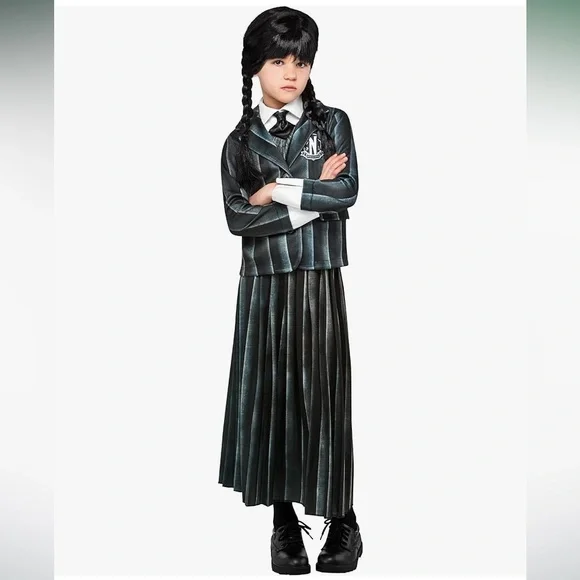 Wednesday Addams Nevermore School Uniform Costume & Wig
