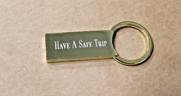 Engravable Gold Metal Keychain, Gift Boxed, 