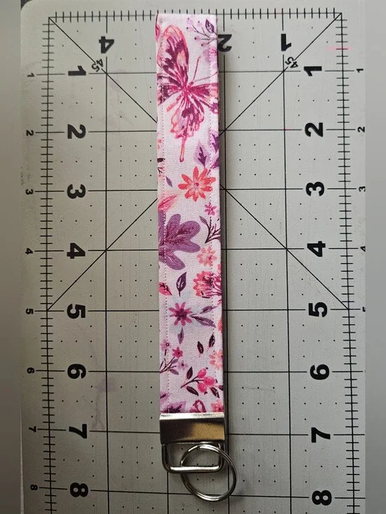 Floral Pink Wristlet Keychain Strap - Handmade By Rikanda's Creations