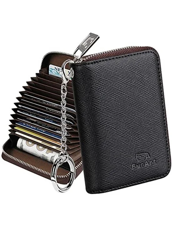 Zipper Wallet Women RFID Credit Card Holder keychain Wallet | ID Window