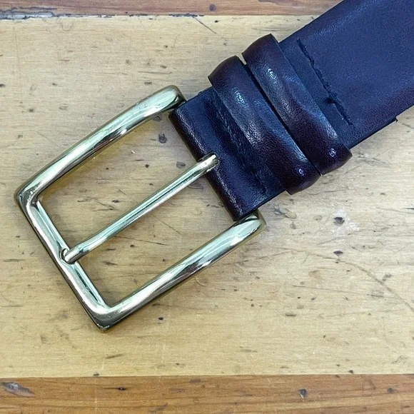 Unbranded Mens Belt Brown Bonded Leather with Brass Buckle‎ Sz 34 Solid USA-Made