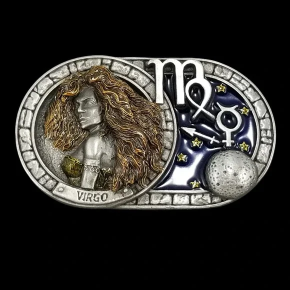 Dragon Designs Tanside Virgo Belt Buckle Pewter Zodiac Sign 2006‎ Made in USA