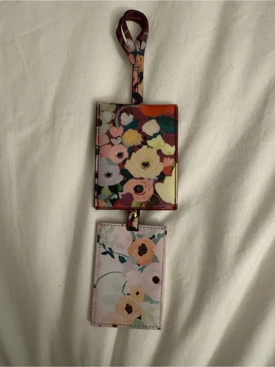 Anthropologie Floral Double ID Card Holder Lanyard - Pink Multi