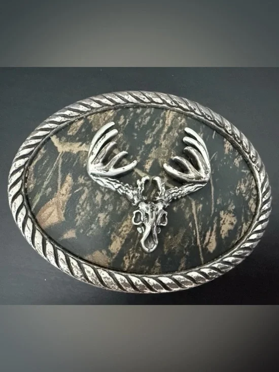 Nocona Buckles Mossy Oak Camo Deer Skull Buckle Antlers 3 1/4