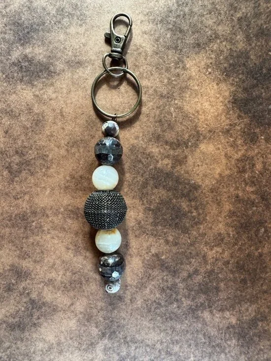 Boho purse charm/keychain with decorative beads