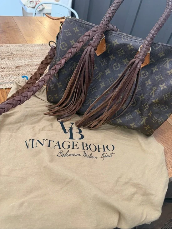 Louis Vuitton Canvas Boho Fringe Shoulder Bag in Brown - Vintage Boho