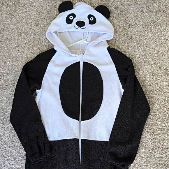 Panda One Piece Hood Zip Up Costume Size 8-10Y. Halloween, Festival Cozy
