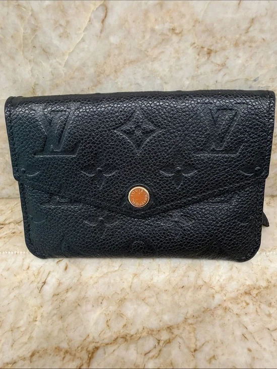 Louis Vuitton Black Empriente Monogram Small Wallet with Gold-Tone Snap