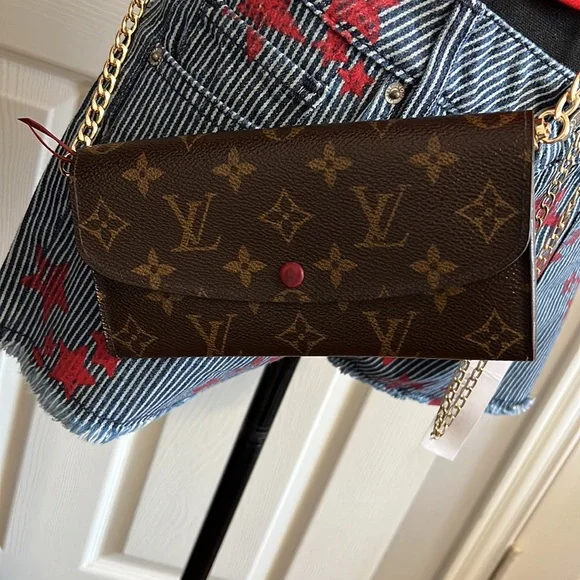 Louis Vuitton Brown Monogram Crossbody with Red Accent